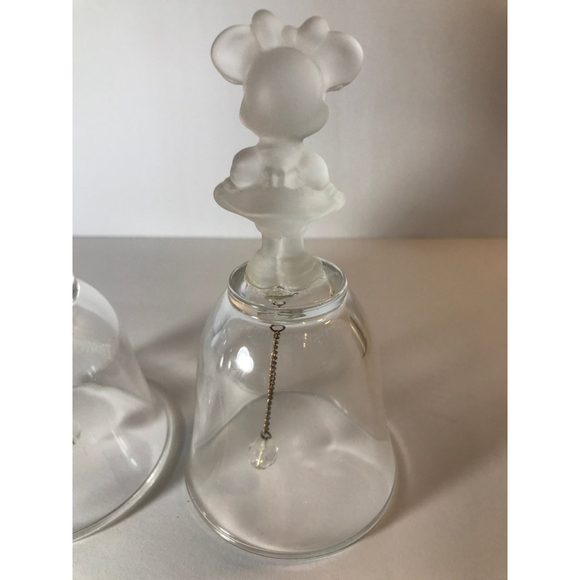 Disneyland Mickey and Minnie Bell Set Crystal Glass Bells - Picture 8 of 10